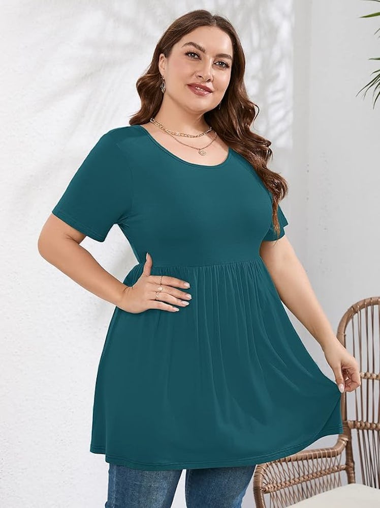 AusLook Plus-Size Peplum Tunic