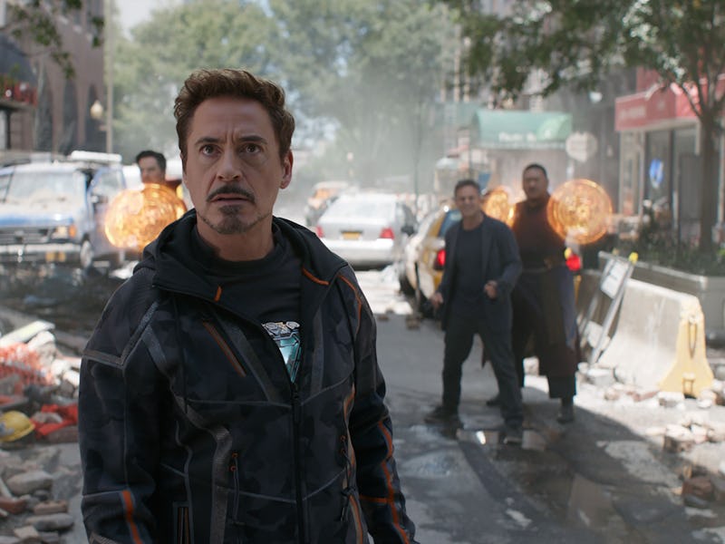 Benedict Cumberbatch, Robert Downey Jr., Mark Ruffalo, and Benedict Wong in Avengers: Infinity War
