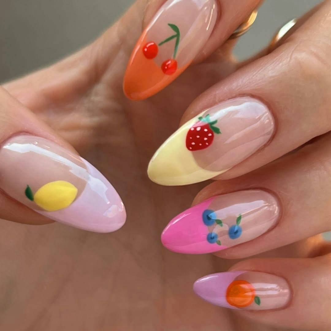 fruit french tip nails