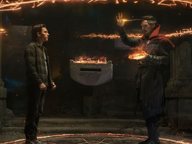 Spider-Man/Peter Parker (Tom Holland) and Doctor Strange (Benedict Cumberbatch) in Spider-Man: No Wa...