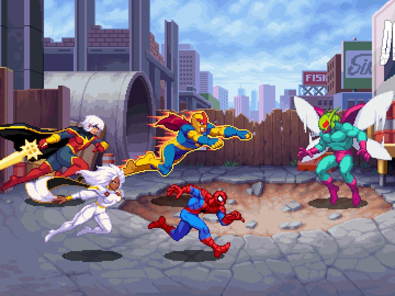 Marvel heroes Storm, Spider-Man and Nova spring into action.