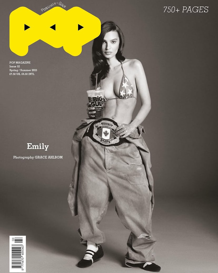 Emily Ratajkowski fronts the cover of Pop Magazine’s Spring/Summer 2025 Issue.
