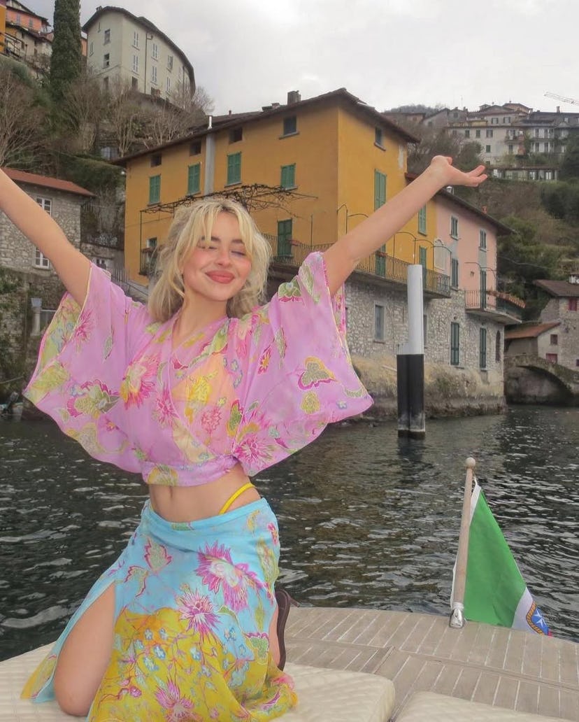 Sabrina Carpenter’s sheer blouse and whale tail