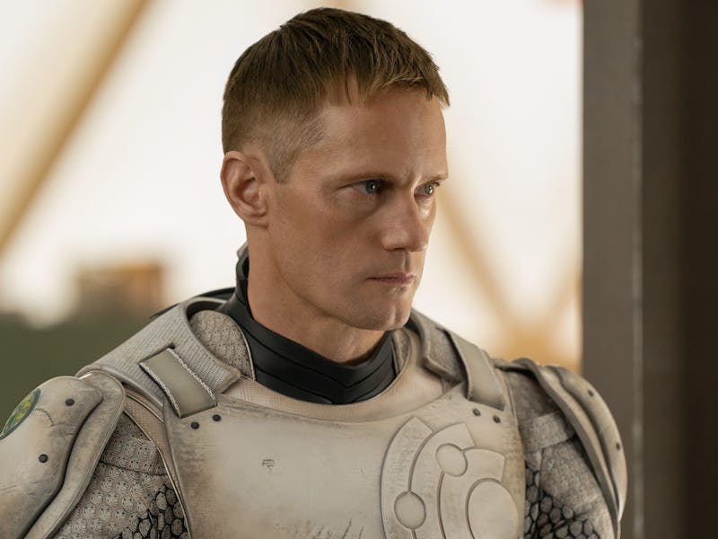 Alexander Skarsgård in "Murderbot," coming soon to Apple TV+.