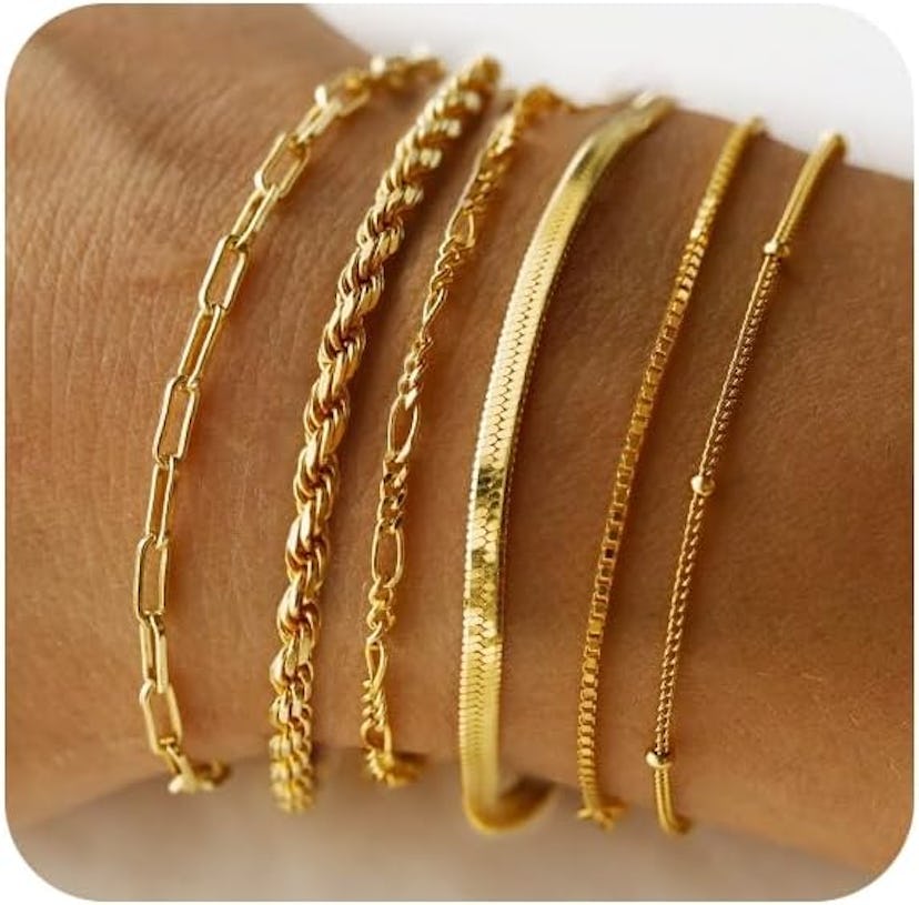 Dodder 14-Karat Gold-Plated Stackable Link Bracelet (Set of 5) 