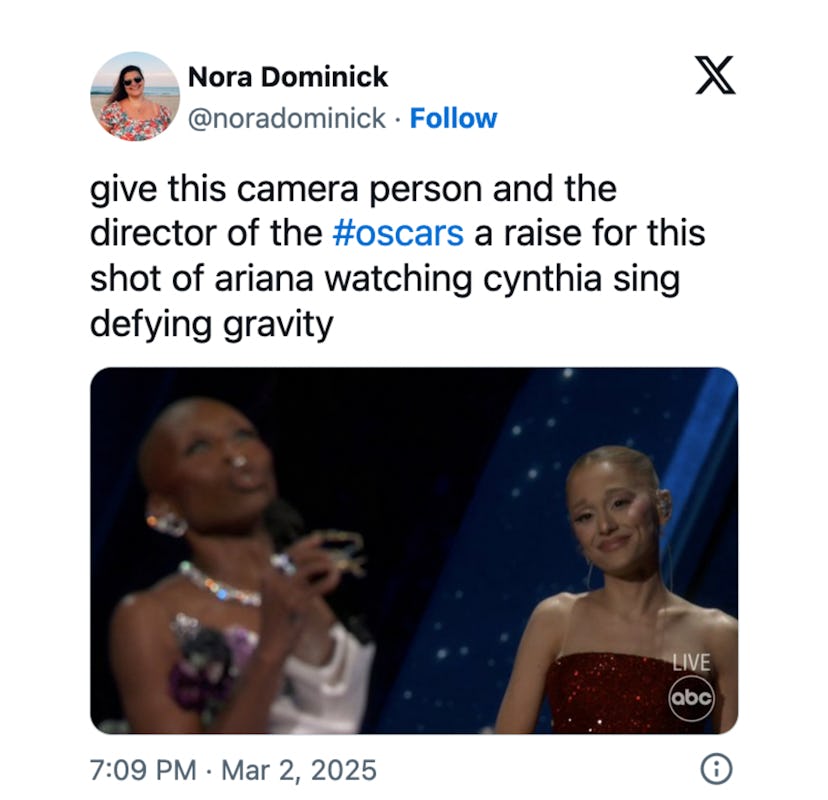 Cynthia Erivo and Ariana Grande at the 2025 Oscars became a viral moment from the night. Screenshot …