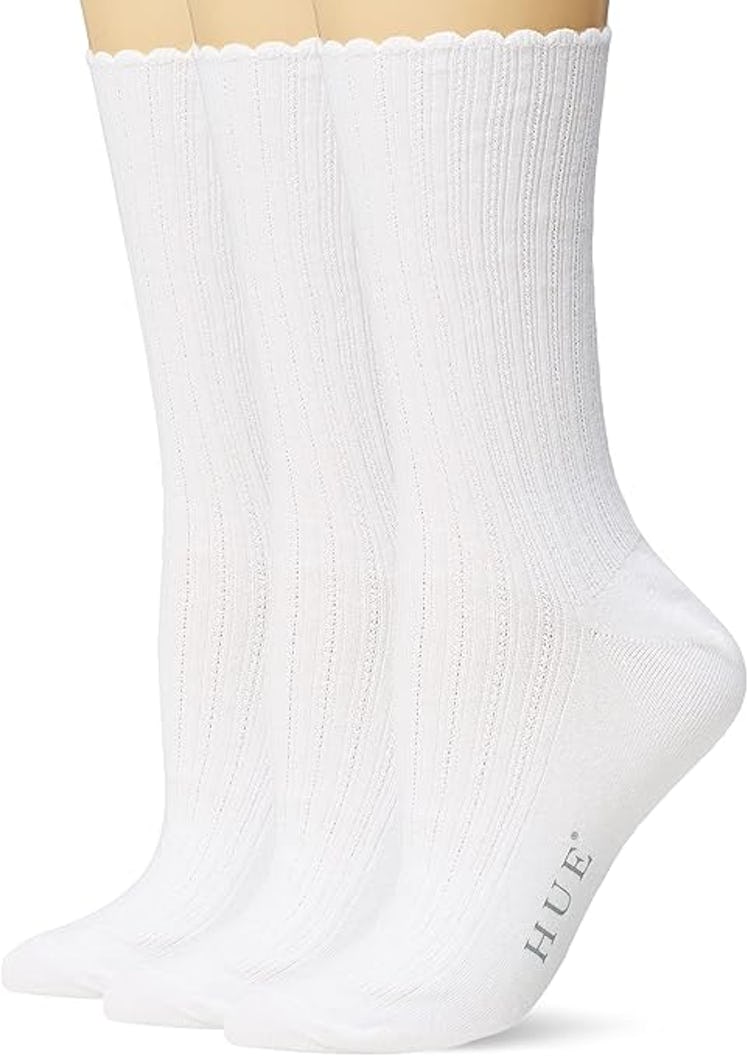 HUE Scalloped Pointelle Trouser Socks (3-Pack)