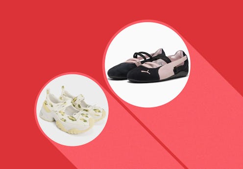 Shop the ballet flats-sneaker hybrid trend.