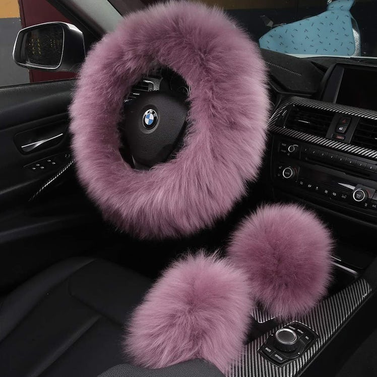 AOGELAN Fuzzy Car Steering Wheel Cover