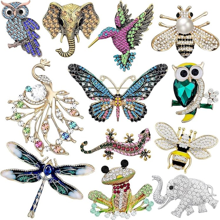 Junkin Rhinestone Crystal Brooches (12-Pack)