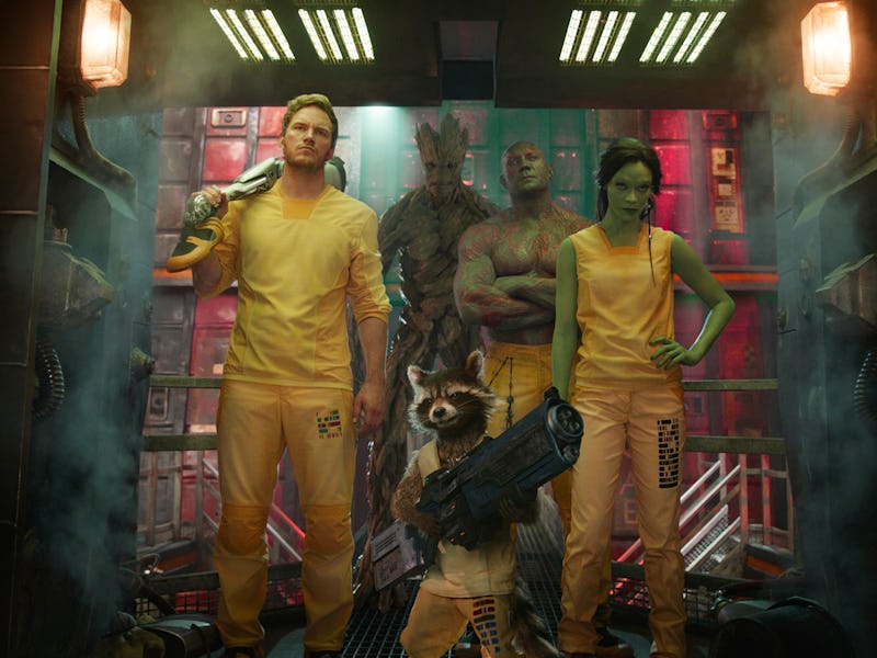 Peter Quill/Starlord (Chris Pratt), Groot (voiced by Vin Diesel), Rocket Raccoon (voiced by Bradley ...