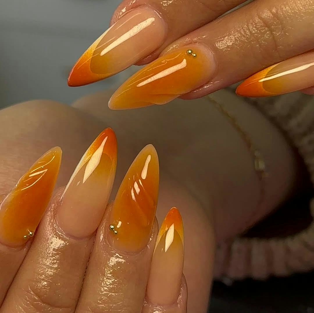 orange aura nails