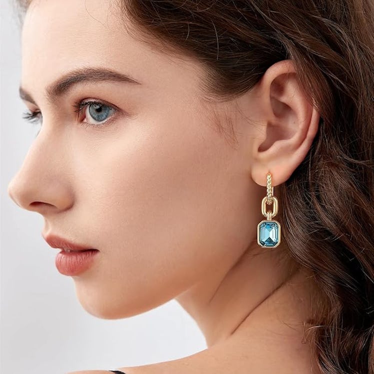 Mesovor Gold Crystal Hoop Earrings