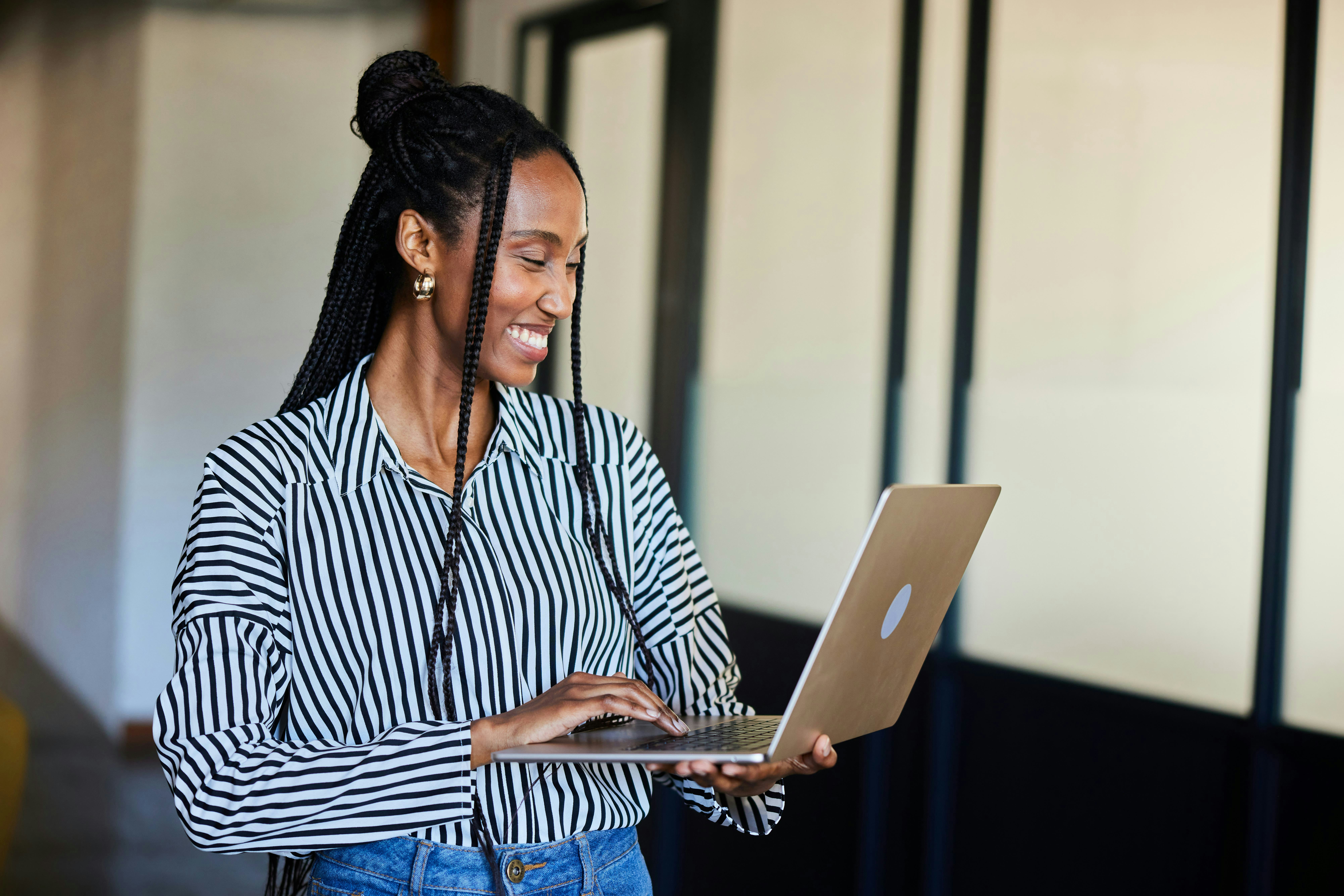 Woman having fun at work