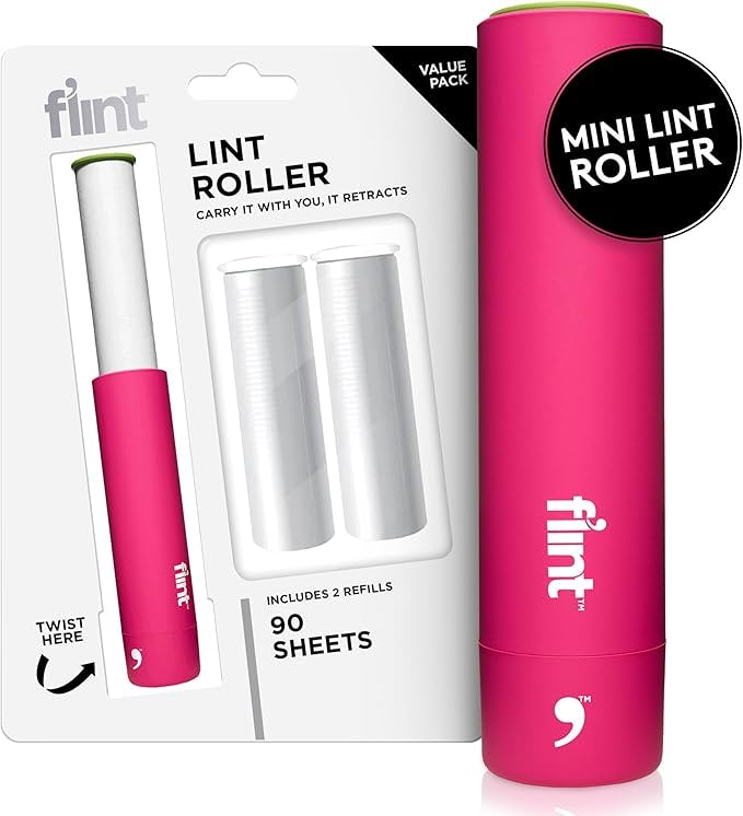 Flint Classic Pink Retractable Mini Lint Roller