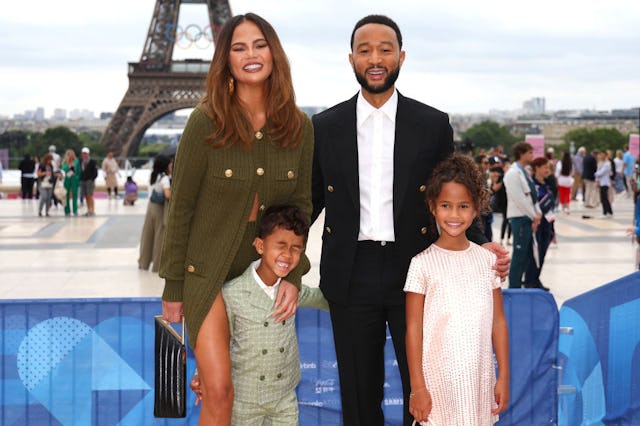 PARIS, FRANCE - JULY 26: Chrissy Teigen and John Legend attend with son Miles and daughter Luna the ...
