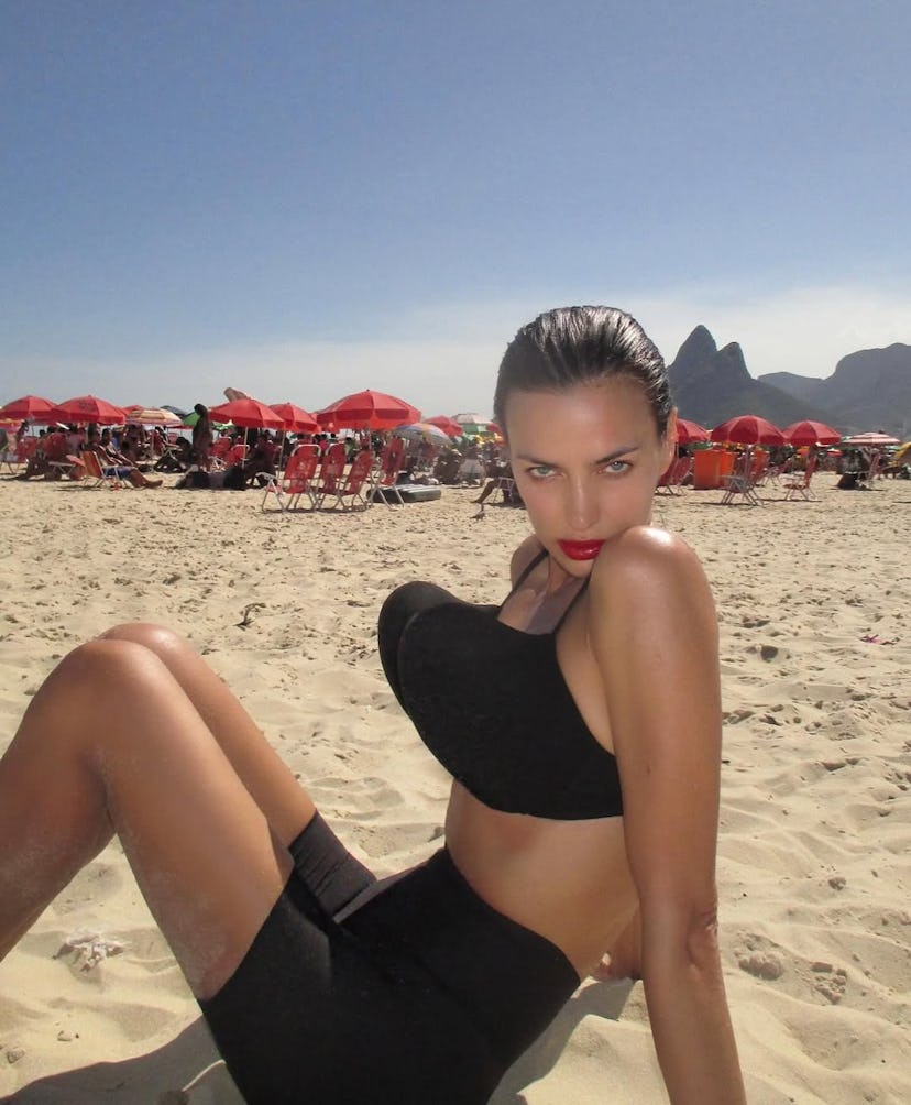 Irina Shayk in Duran Lantink bra.