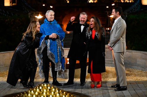 Gabby, Alan, Ivar, Dolores, and Dylan on The Traitors finale. Photo via Peacock