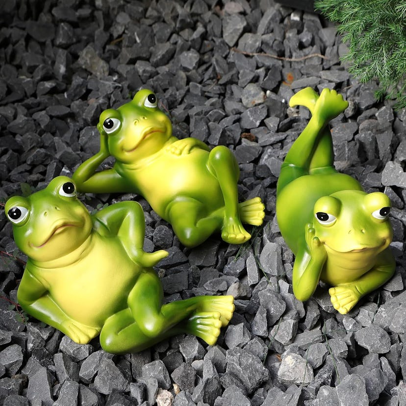 LEGIFO Frog Figurine Garden Decor Set (3-Pack)