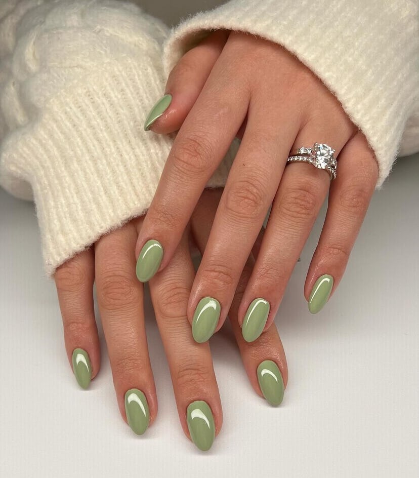 Olive Green Nail Art Takes Center Stage in 2025