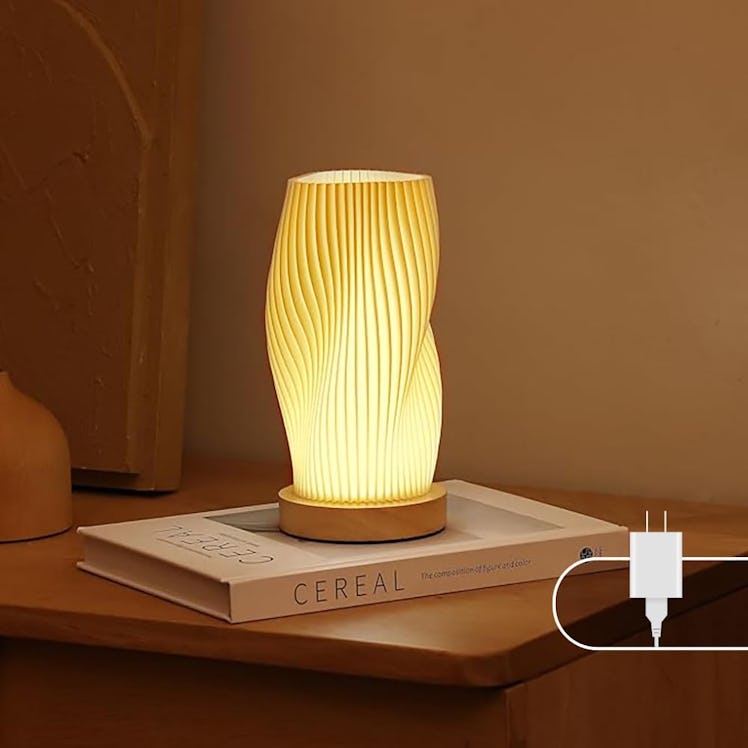 Dawnwake Bedside Lamp with Wood Base