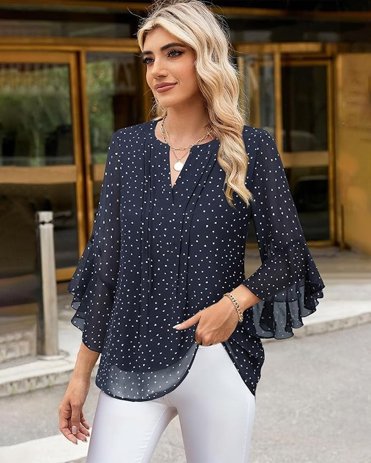 Timeson 3/4-Sleeve Chiffon Top 