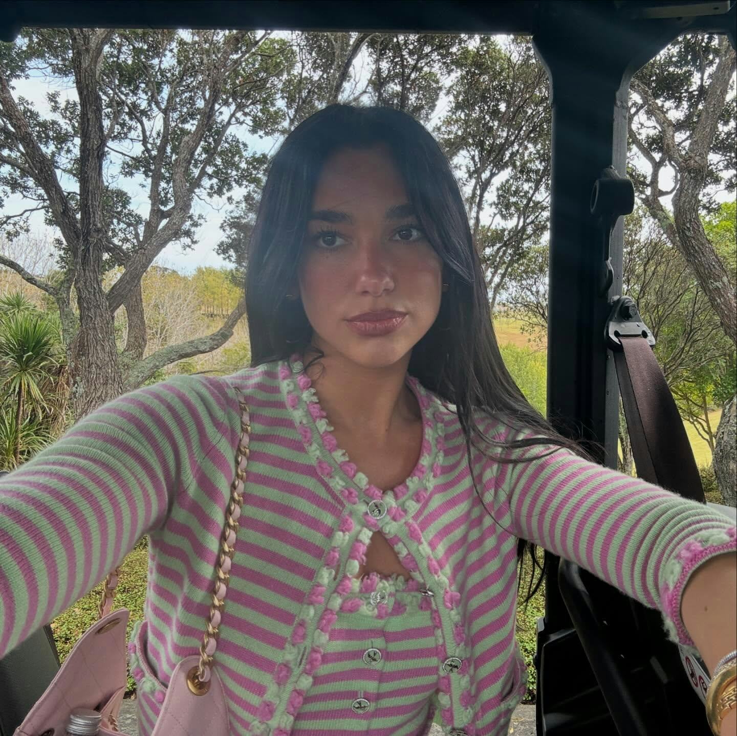 Dua Lipa wore a knit short co-ord in New Zealand.