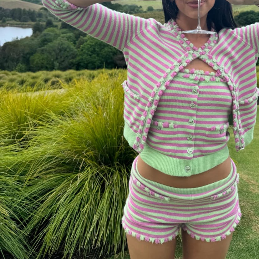Dua Lipa wore a knit co-ord in New Zealand.