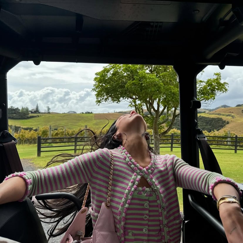 Dua Lipa wore a knit co-ord in New Zealand.