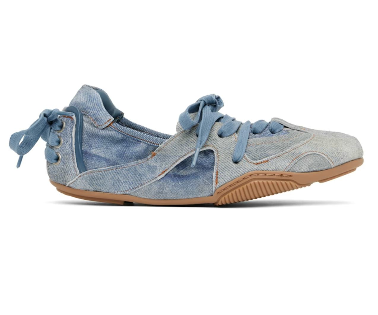 Acne Studios Blue Lace-Up Leather Flats