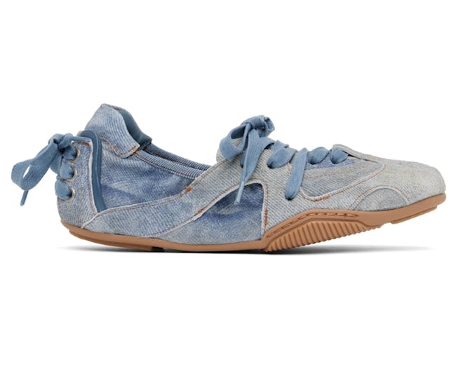 Acne Studios Blue Lace-Up Leather Flats