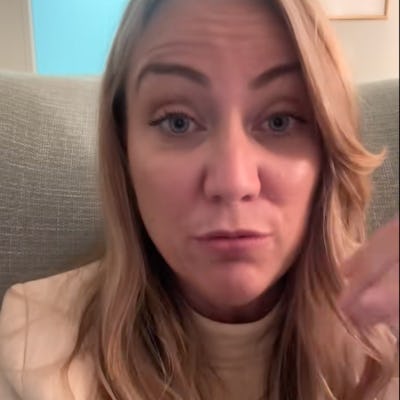 A woman with long blonde hair speaks directly to the camera, expressing concern about vulnerability. Text overlay reads: "because that's just too vulnerable."