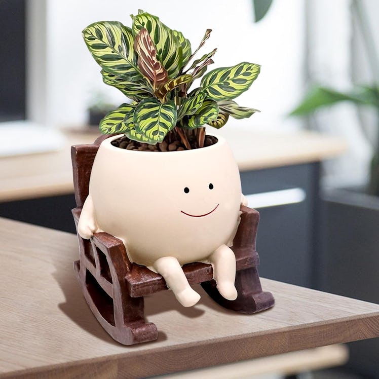 LAUGOKOBE Rocking Chair Planter Pot