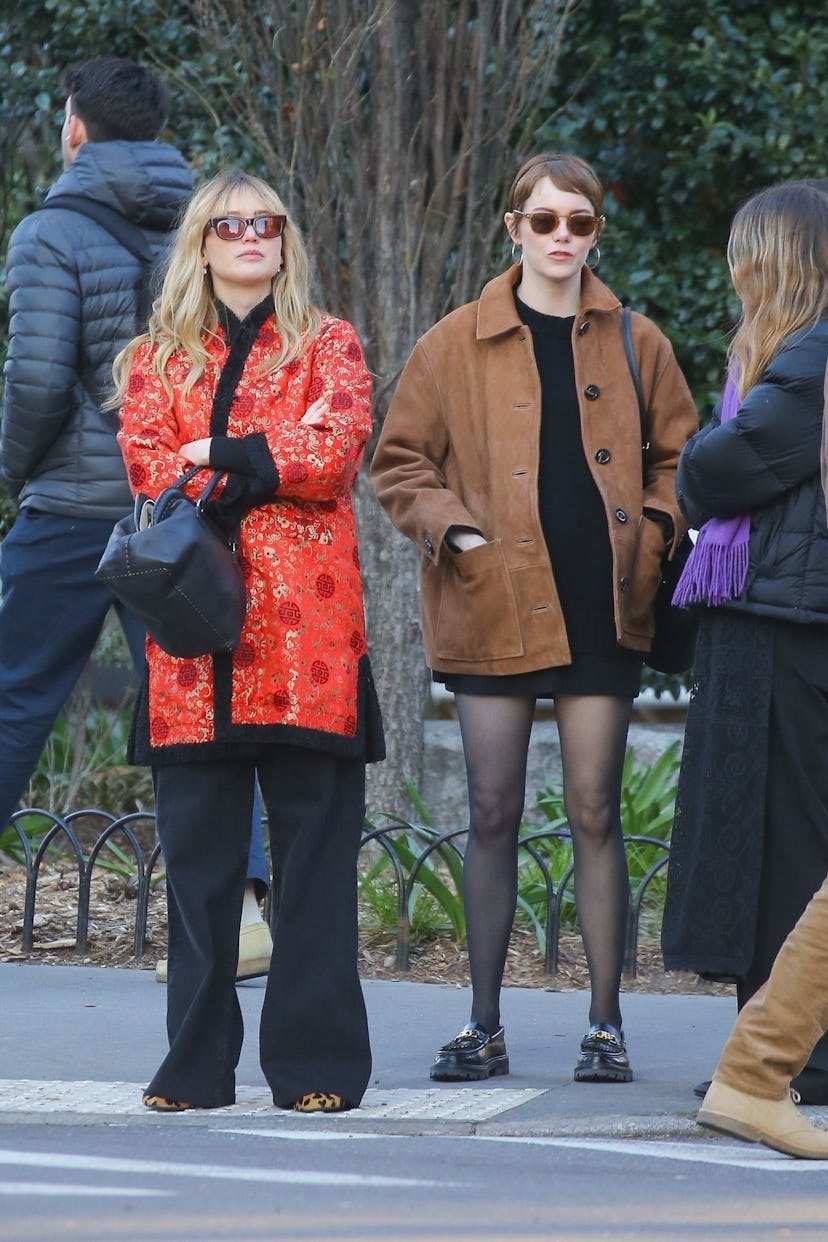 Jennifer Lawrence and Emma Stone in New York City, April 9, 2025.