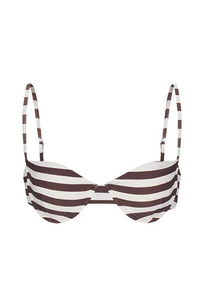Balconette Underwire Bikini Top (Espresso Even Stripes)
