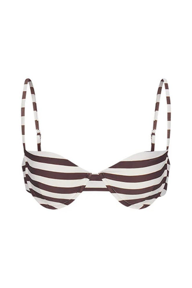 Balconette Underwire Bikini Top (Espresso Even Stripes)