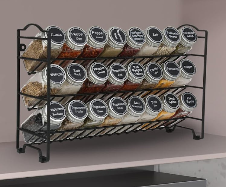 SWOMMOLY 3-Tier Spice Rack Organizer with Jars & Labels
