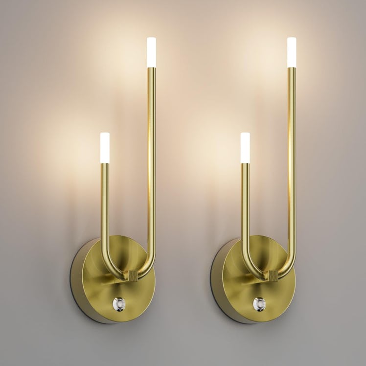 Aipsun Gold Battery-Operated Wall Sconce (Set of 2) 