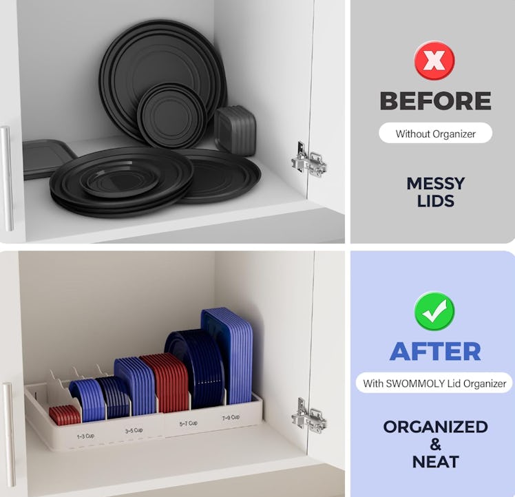 SWOMMOLY Expandable Food Storage Container Lid Organizer