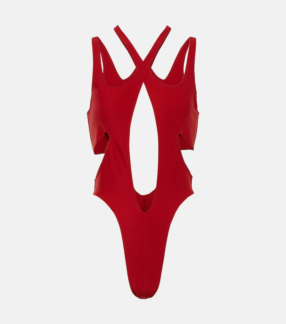 Mugler Cutout Swimsuit (Red)
