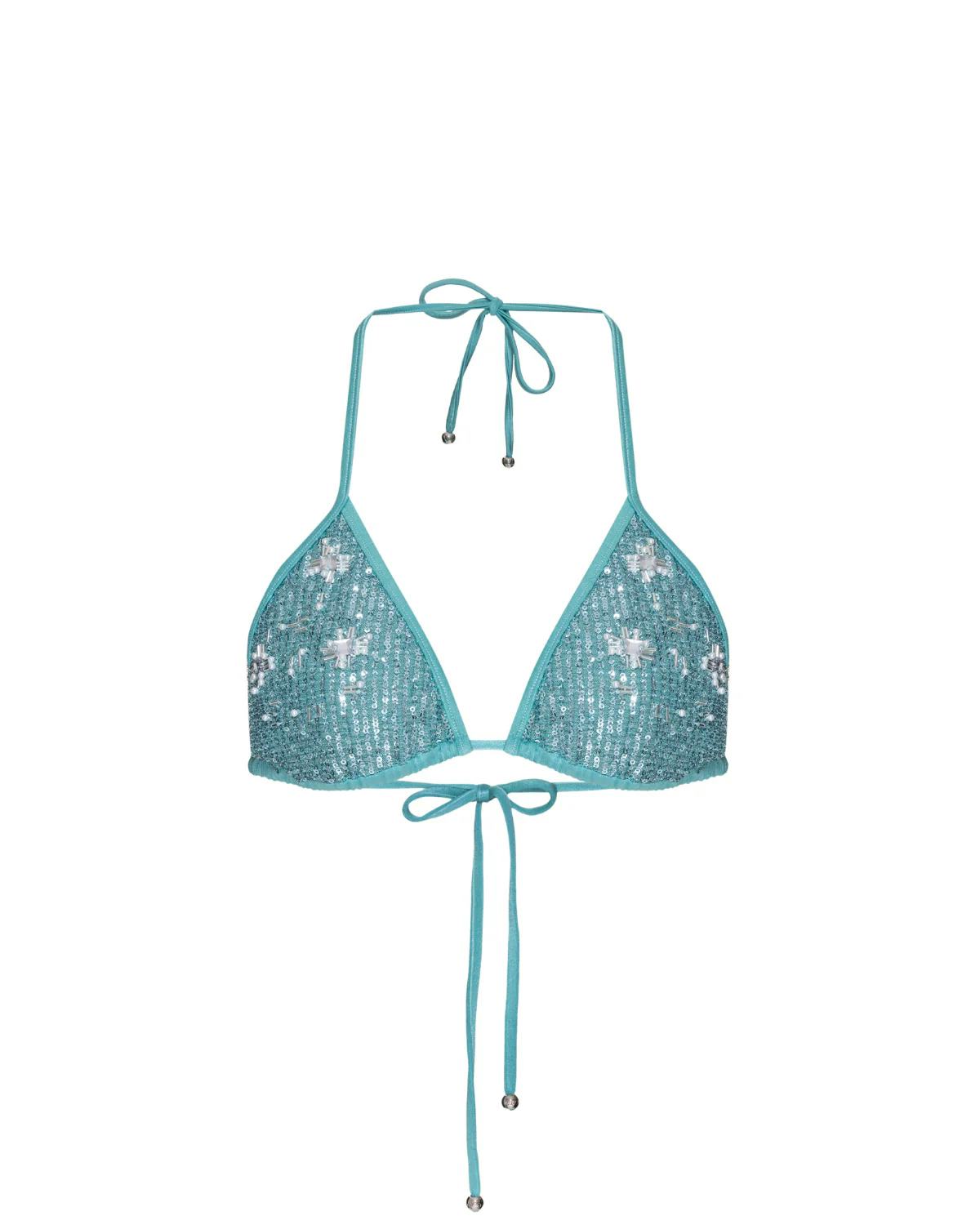 Embroidered Sequin Bikini Top