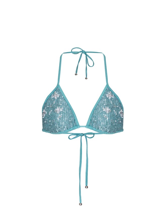 Embroidered Sequin Bikini Top