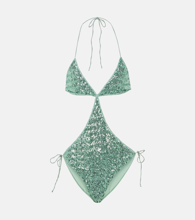 Oséree Pailettes Cutout Swimsuit