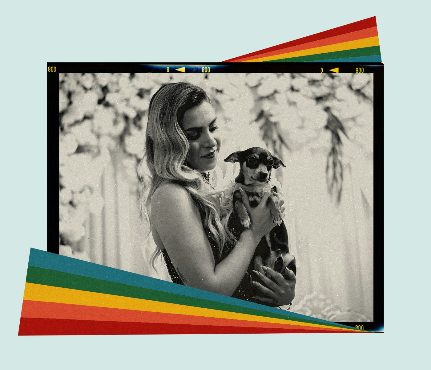 A bride-to-be carries a puppy down the aisle as a twist on an age-old wedding tradition