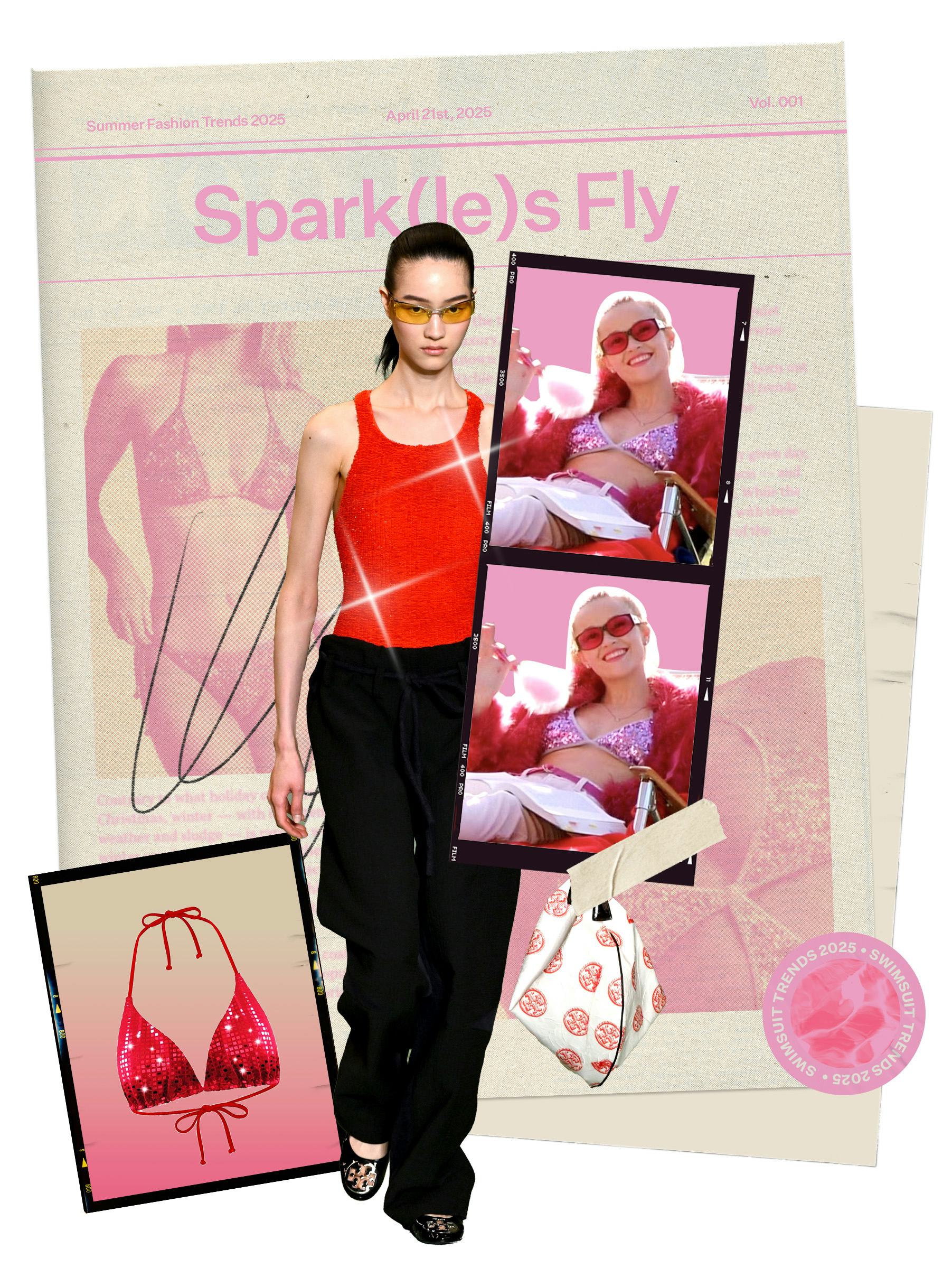 Summer 2025 Swimsuit Trend: Elle Woods from &lsquo;Legally Blonde&rsquo; in a sequin bikini.