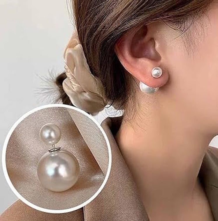 Allereyae Pearl Ear Jacket Earrings