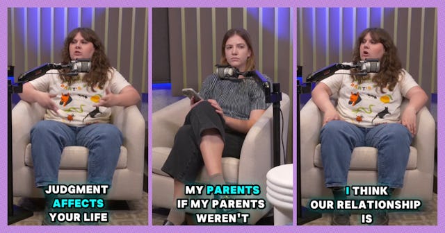 Three-panel image featuring two individuals sitting on chairs. Each panel contains text related to j...