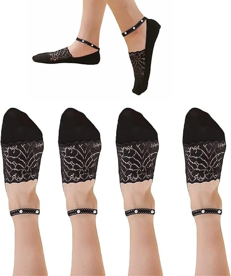 Assote No-Show Pearl Band Socks (4 Pairs)