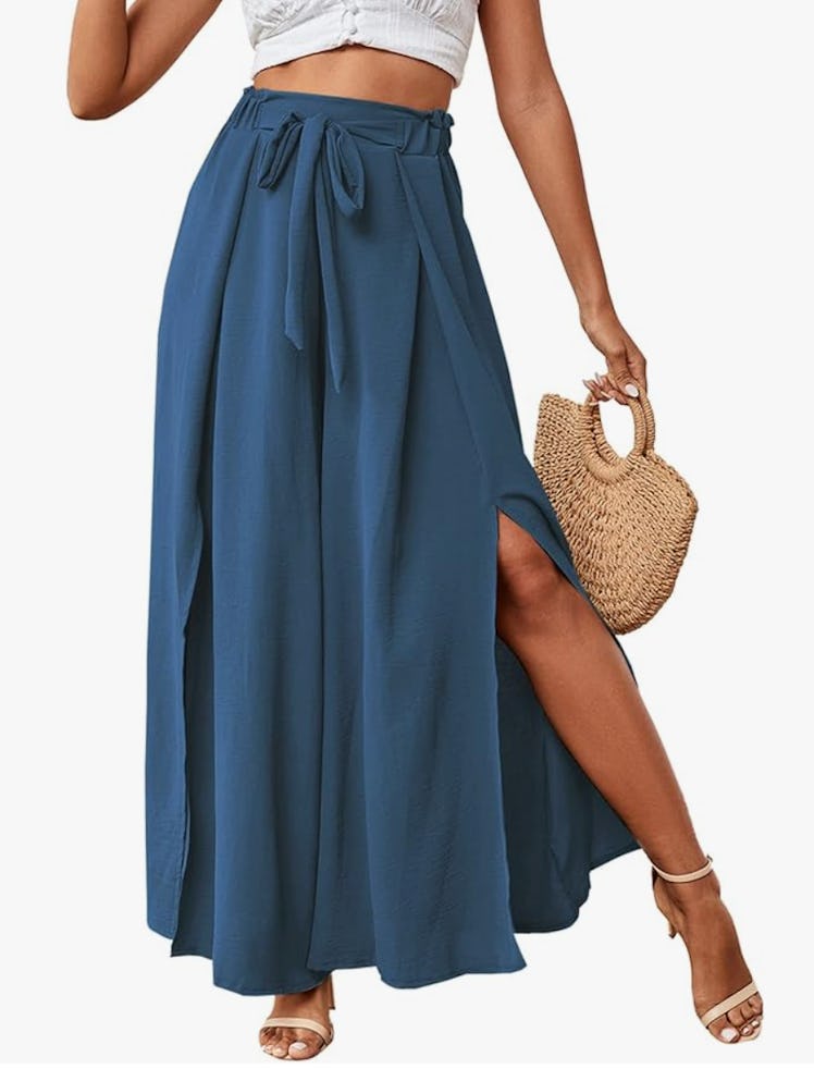 LYANER Flowy Wide Leg Pleated Pant