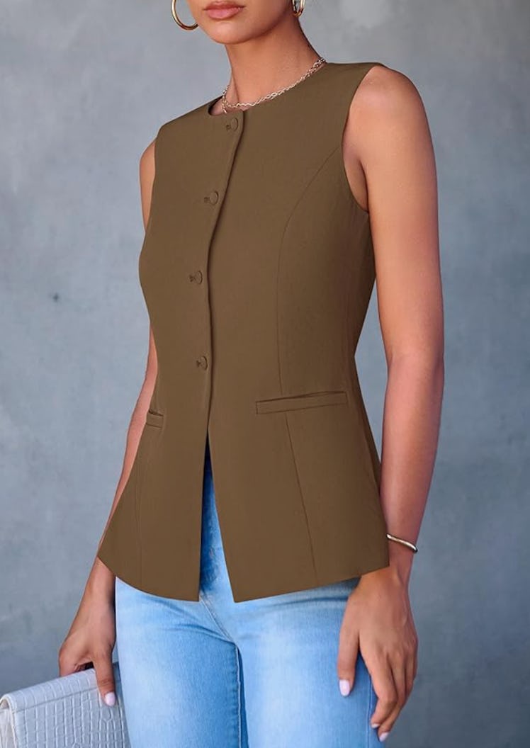 PRETTYGARDEN Blazer Vest Waistcoat